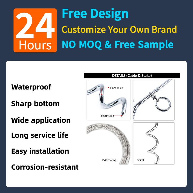 Heavy Duty Quality Dog Tying Stake Beach Sand Camping Yard Anchor 16 Inch Spiral Home Earth Anchors Stake Set for Fence Tent