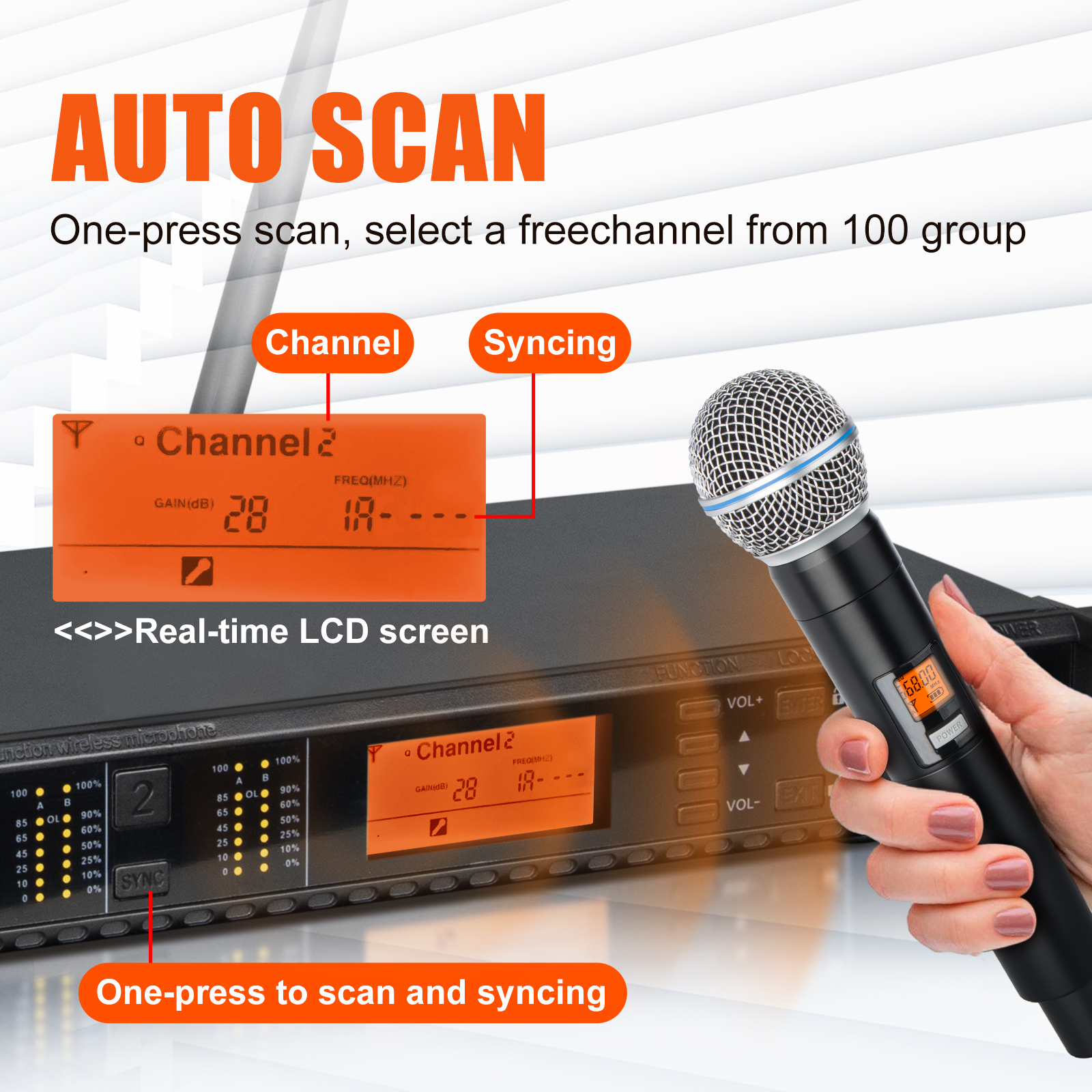 UX22 Professional 262FT Portable Microphone 2 Channel Handheld Uhf Wireless Microphone System