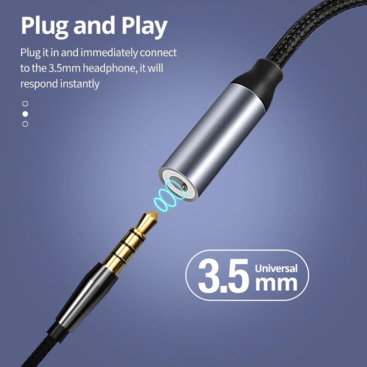 Type C Audio Adapter Nylon Braided USB C to 3.5mm Female Headphone Jack Adapter
