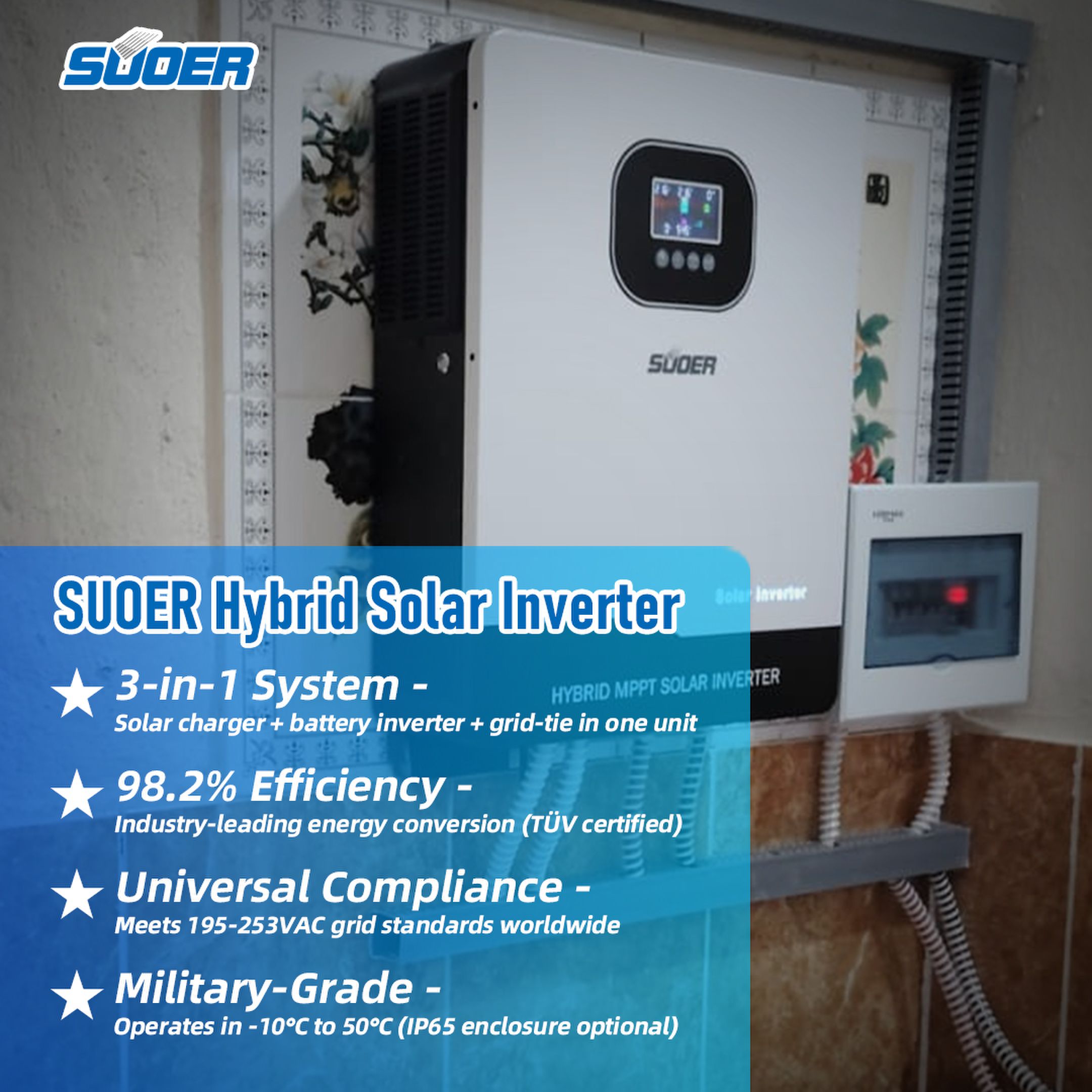 Solar Inverter 6000w Wifi Hybrid Solar Inverters Off Grid 3kw 4.2kw 5kw 6.2kw 10kw 24v 48v Solar Hybrid Inverter Set for Home