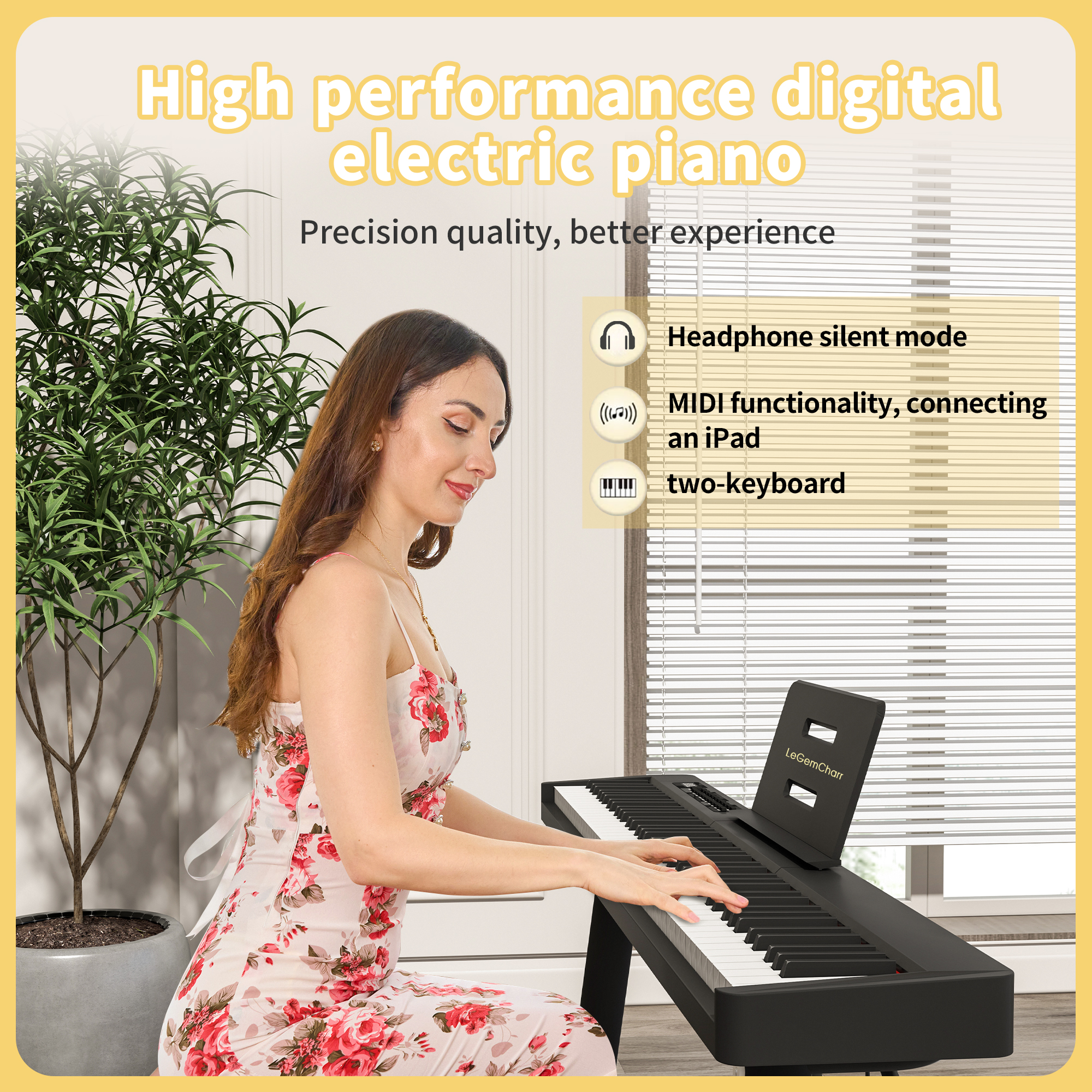 LeGemCharr Piano Keyboard Piano 88 Keys Musical Keyboard 88 Key Electronic Piano Electric