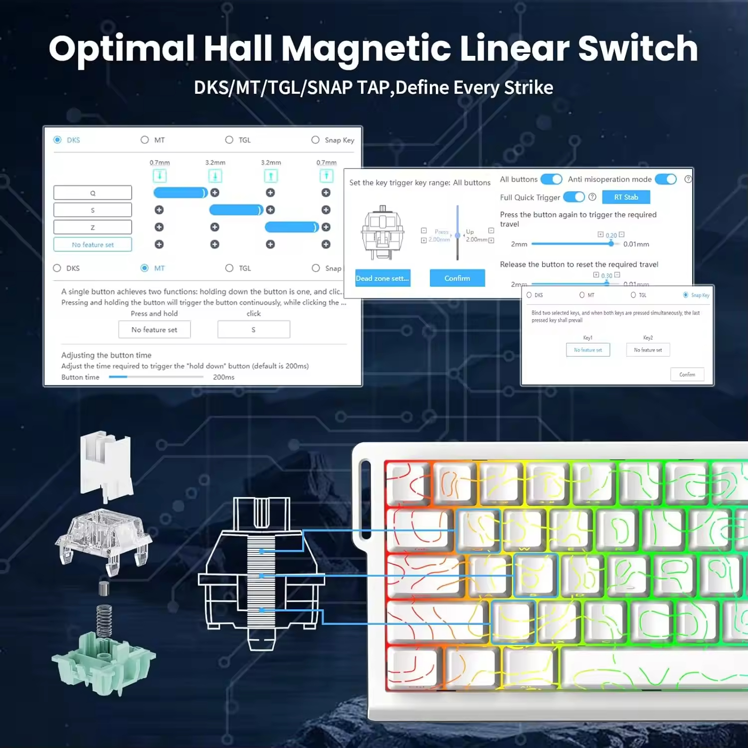 Attack Shark X68 He Wired RGB 8KHz English-Speaking Gaming Keyboard with RGB Lighting Desktop Gaming Mechanical Keyboard