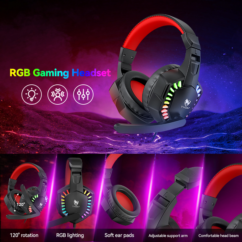 5IN1 Keyboard and Mouse Speaker Headphones Mousepad Laptop Gaming Computer Accessories Combos LED Backlit Keyboard Mouse Set