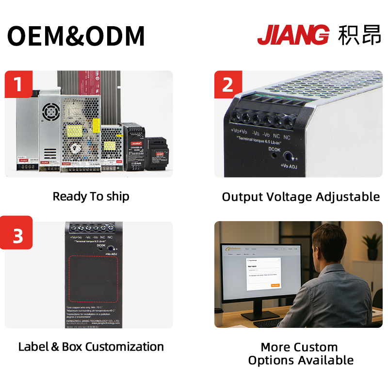 JIANGTEK DRM-240 Series 240W 12V 24V 48V Psu Adjustable Industrial Din Rail Power Supply