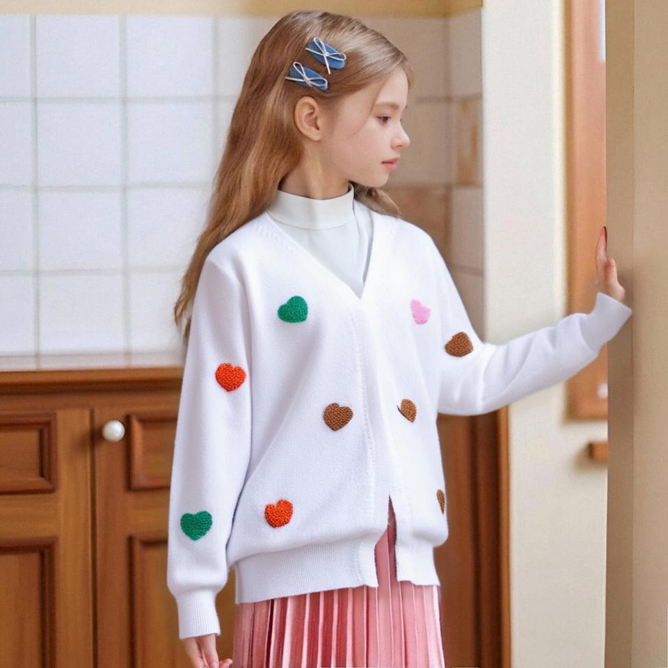 Colorful Heart Knit V-neck