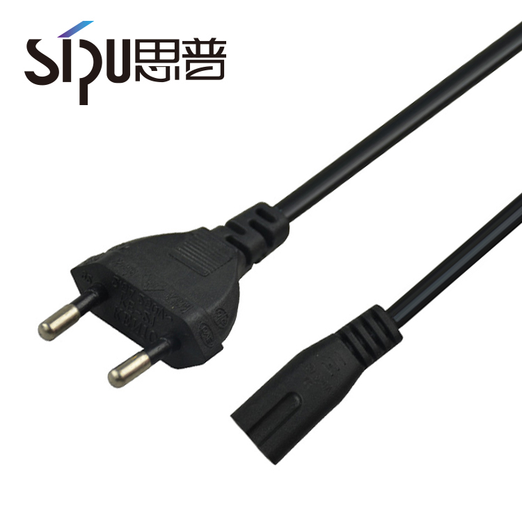 SIPU EU 2 Pin Assembled Plug AC Electric Wire Extension Cable IEC C7 Connector PVC Jacket IP11 Level 1m Power Cord for Computer