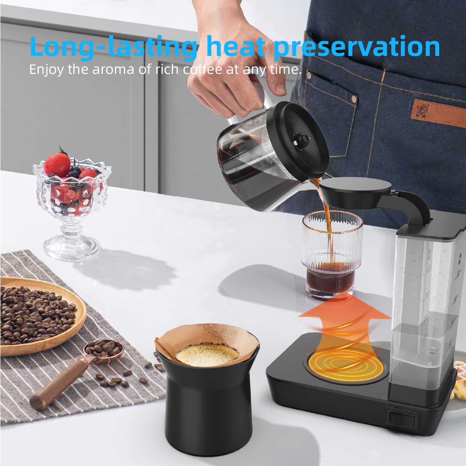 Instant Drip Coffee Maker Machine Electric Glass Housing 4-Cup Capacity Hotel & Household Use