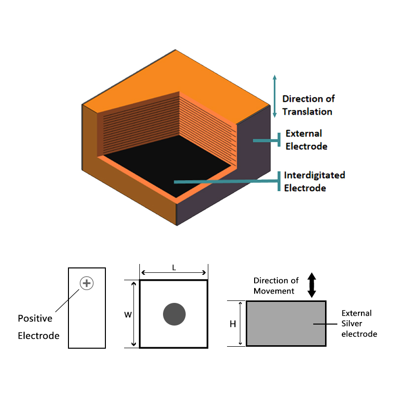 2μm Displacement Miniature Multilayer Piezo Actuators 530kHz Multilayer Piezoceramic 2mm Thickness Precision Actuation Actuators
