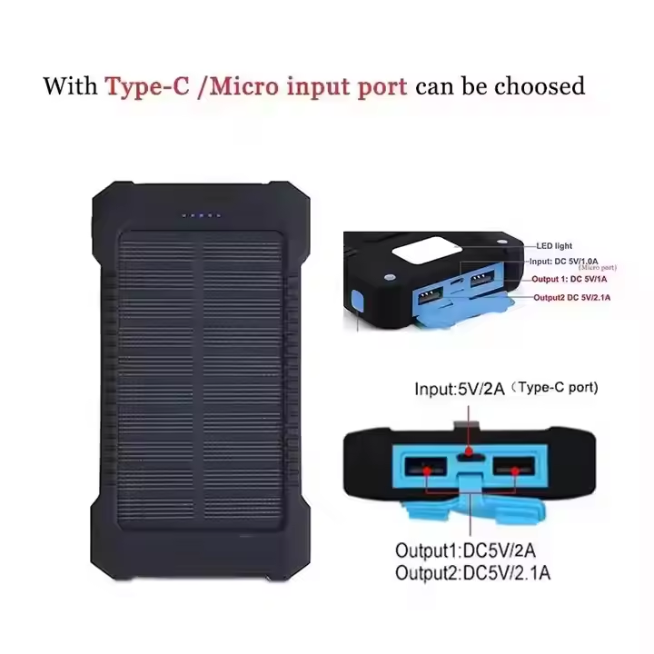 Hot Sale 10000mAh High Capacity Solar Power Bank Compass Night Light Solar Charger for Mobile Phones & Electronics