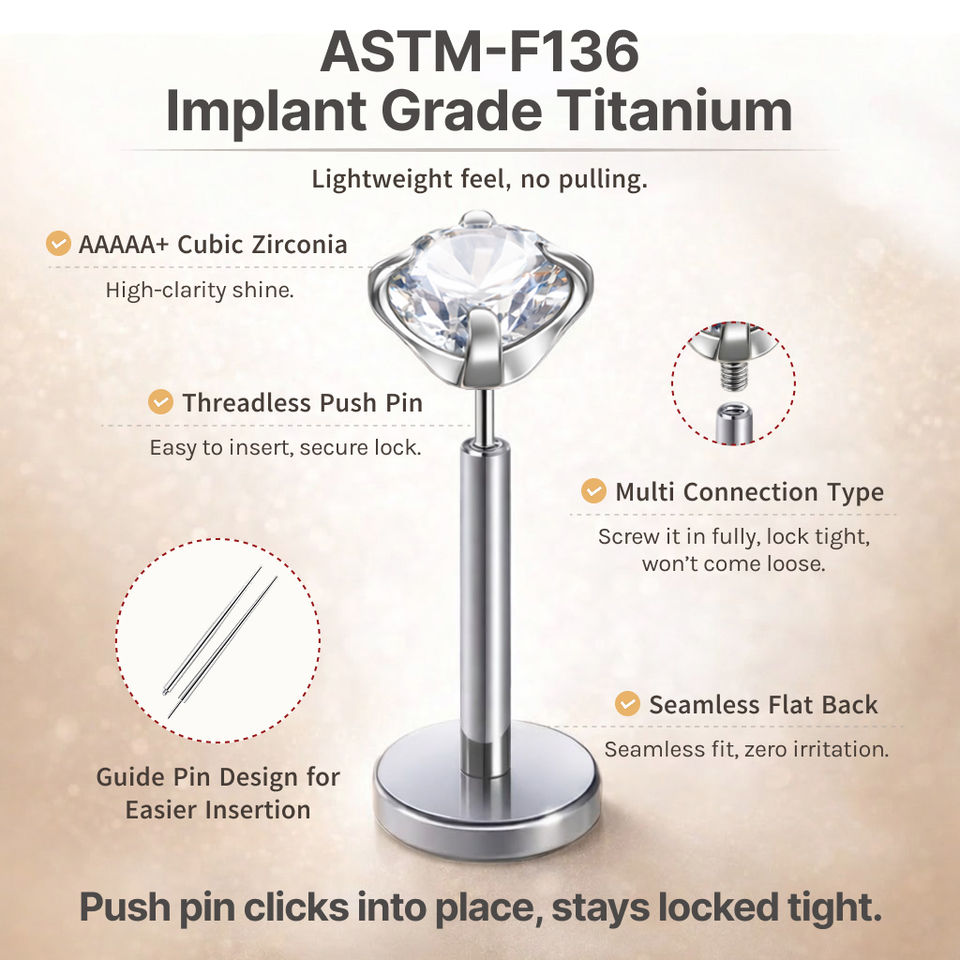 Титановый пирсинг 18K (Implant Grade)
