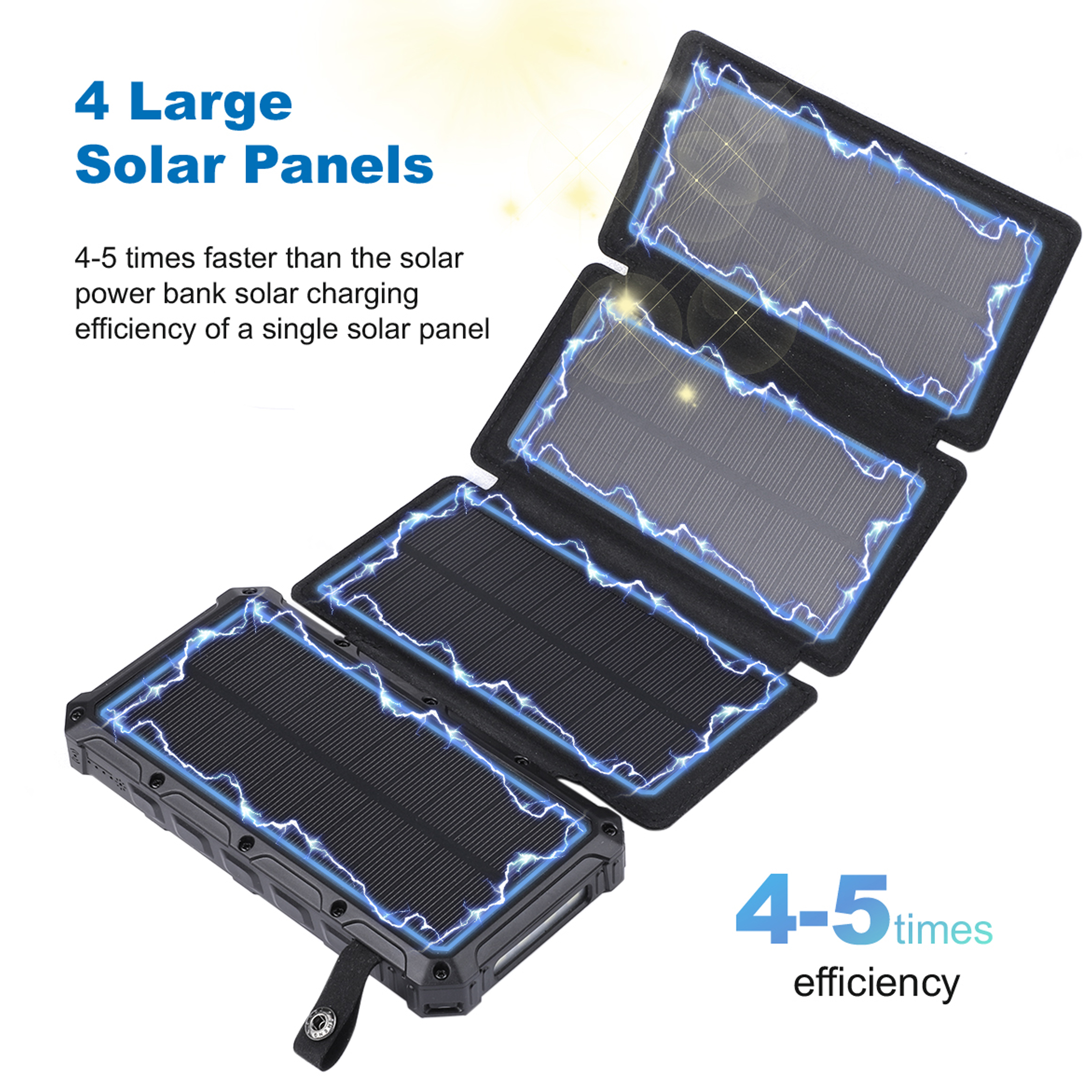 High Cost Effective 4 Foldable Solar Panel Power Bank Outdoor High-Speed Charging Solar Charger 26800Mah