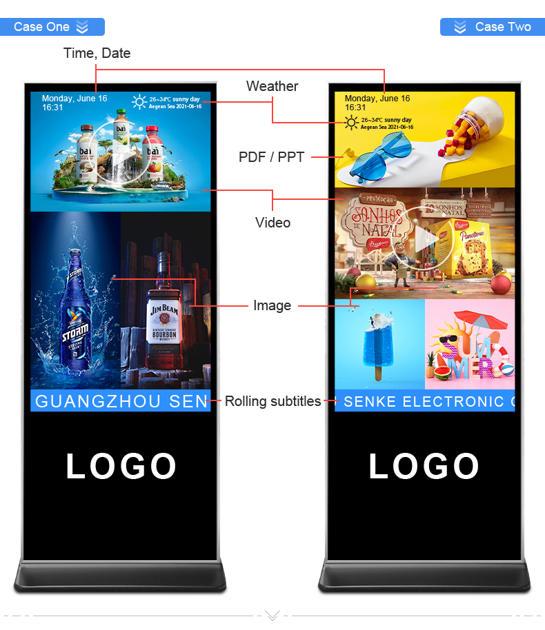Floor Standing LCD Advertising Display 32 43 50 Inch Vertical Interactive Totem Touch Screen Kiosk Digital Signage and Displays