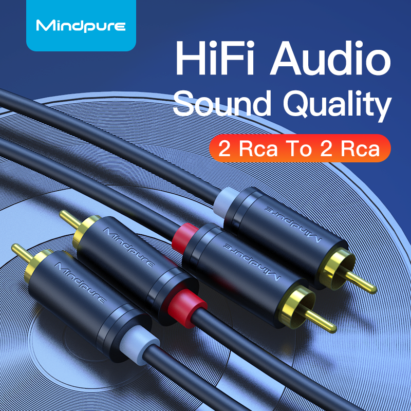 Mindpure 2RCA to 2RCA Audio Cable, Gold-Plated 2 RCA Male to Male Stereo Sound Cord for Amplifier HiFi Speaker Home Theater DVD