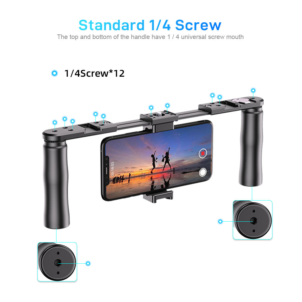 Camera Photography Accessory Professional Video 1/4'' Metal Handle Hand Grip Stabilizer Kit for LED Light Microphone