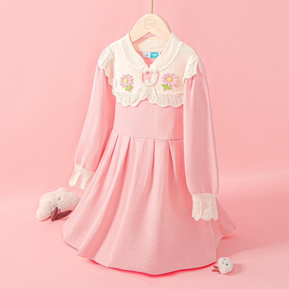 Платье Pink Knit (Floral Embroidery)