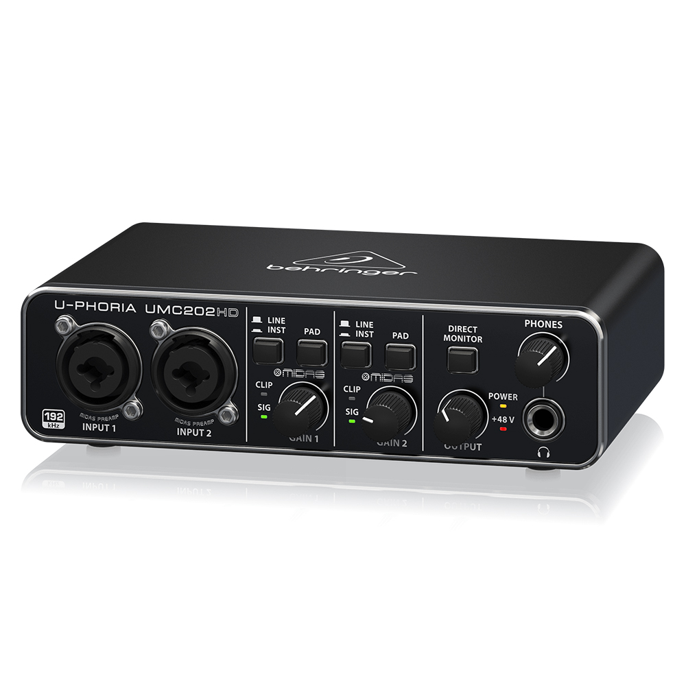 Behringer U-Phoria UMC202HD Sound Card USB Audio Interface With 2 Midas Preamps & 48V Phantom Power Studio Sound Equipment