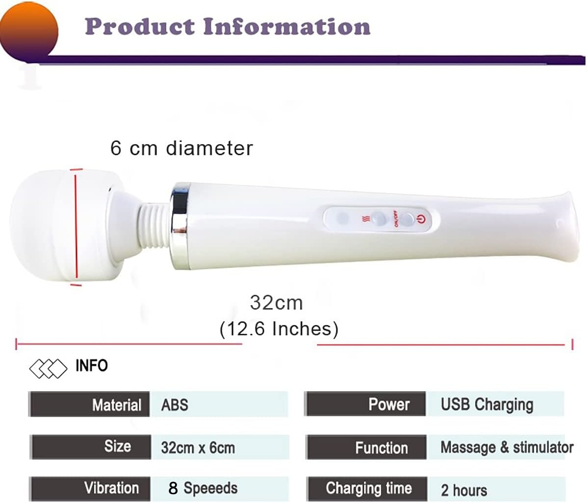 Loveusexy USB Charging White AV Vibrator G Spot Stimulation Magic Wand Massage Stick Dildo Vibrator Gadget