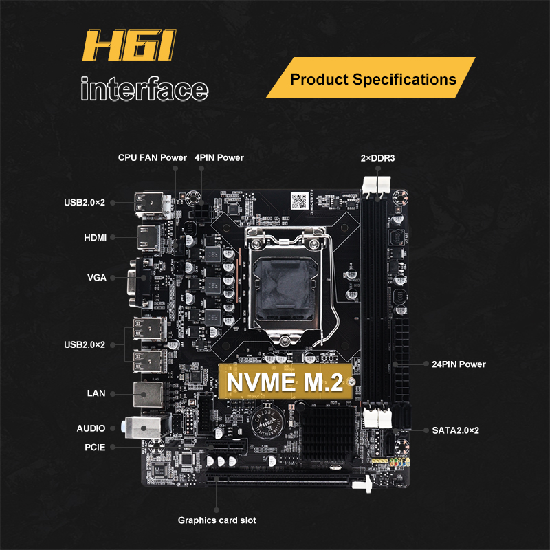 H61 Micro ATX Motherboard LGA1155 DDR3 Support Intel-i3 I5 I7 Pentium-Celeron CPU Dual Channel Desktop H61 Chipset Motherboard