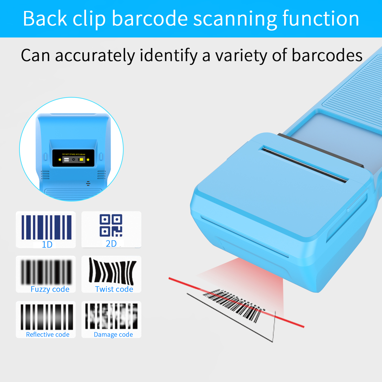 Symcode MJ-Q20 Wireless BT Barcode Scanner Back Clip Attachable to Phone with NFC USB Interface CMOS Light Source in Stock