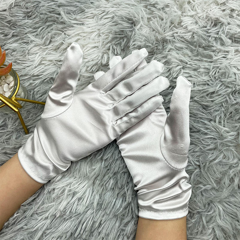 Satin Beaded Stretch Gloves