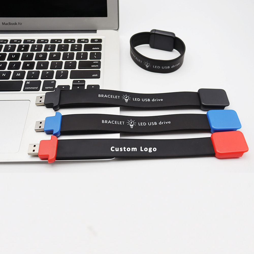 USB Flash Memory Stick Lighting up Bracelet Usb Wristband Led Thumb Drive Personalized Logo Pendrive 32GB USB Flash Memory Stick