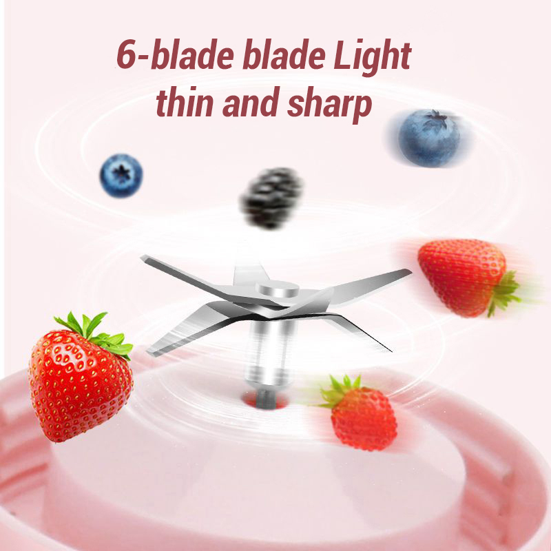Personal Electric Mini Fruit Juice Bottle Blender Home USB Rechargeable 6 Blades Juicer Cup Machine Fruit Blender Mixer