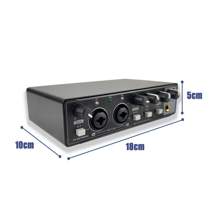 Professional 2 Channel  USB Professional Studio Sound Card Recording 24 Bit 192Khz Audio Interface for Live Streaming