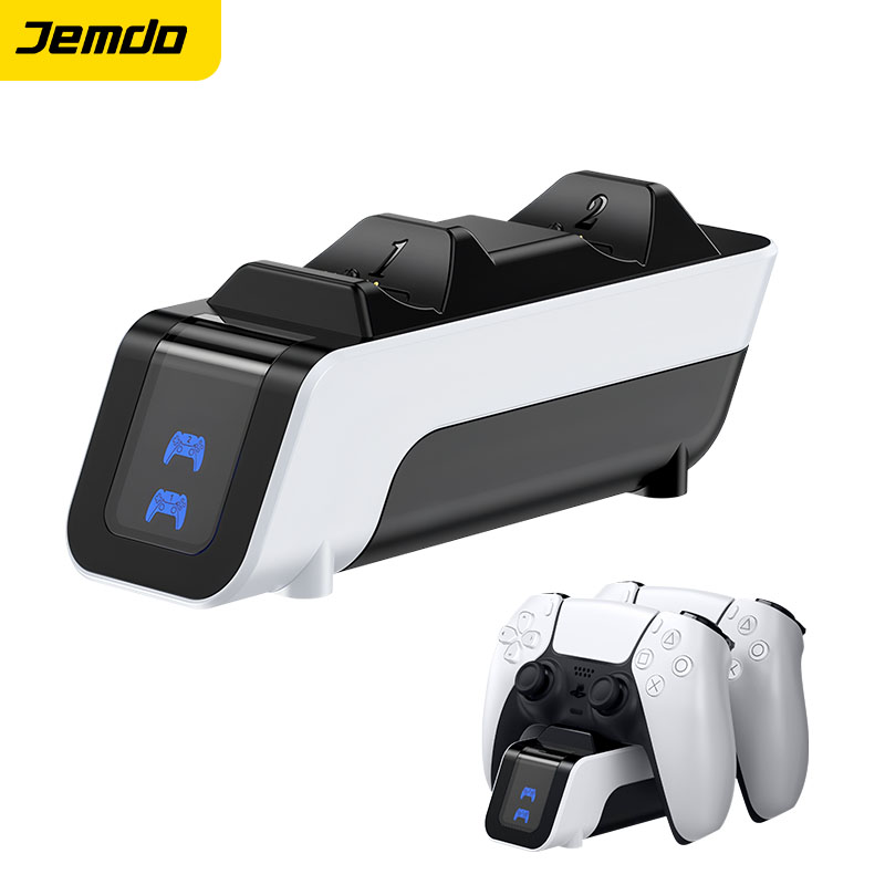 Jemdo Dual Controller Charging Station for PS5 Gamepad Fast Charge Dock with Smart LED Light and Easy Slot in Design