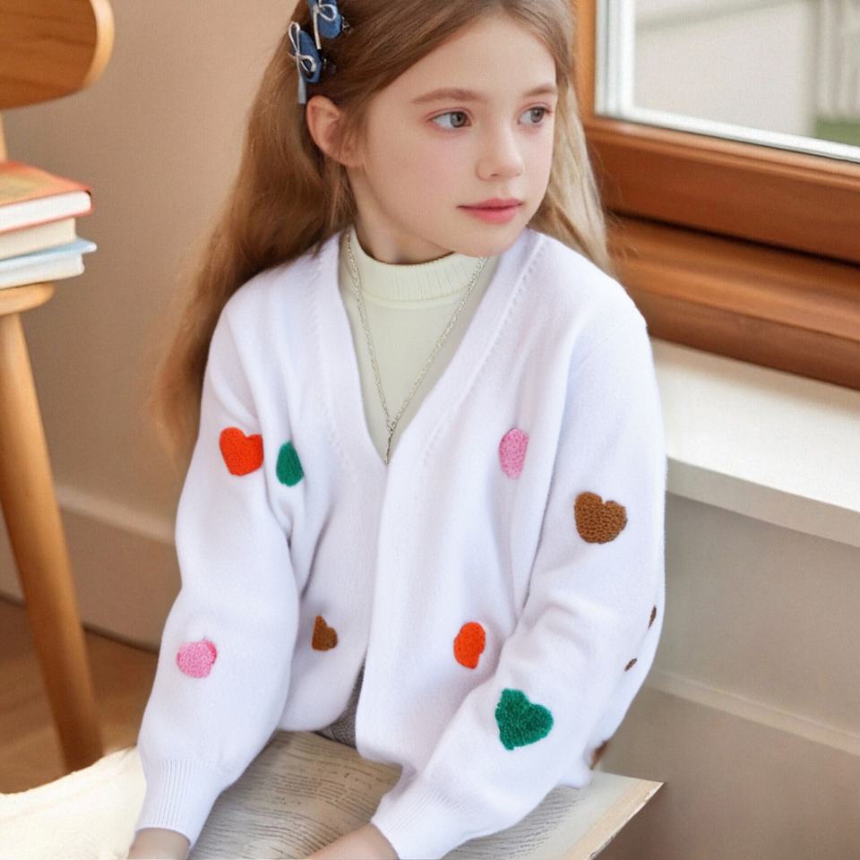 Colorful Heart Knit V-neck