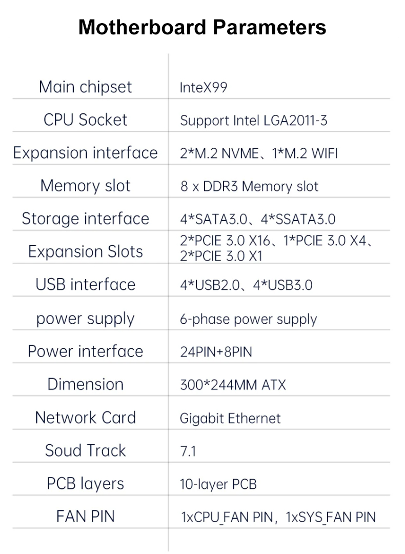 HUANANZHI X99 T8/F8/TF/CH8/AD4/BD3/QD4/QD3/CD3/CD4 GAMING/4MT/4MF PLUS PC Motherboard DDR3/DDR4 Supports LGA211-3 Processors