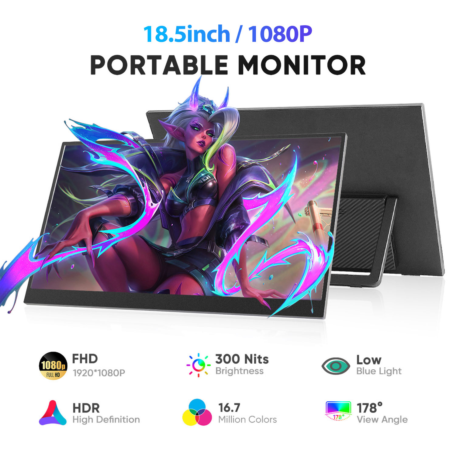 SIBOLAN 15.6-inch 1920 * 1080 FHD Portable Monitor USB High-definition Gaming Laptop External Monitor