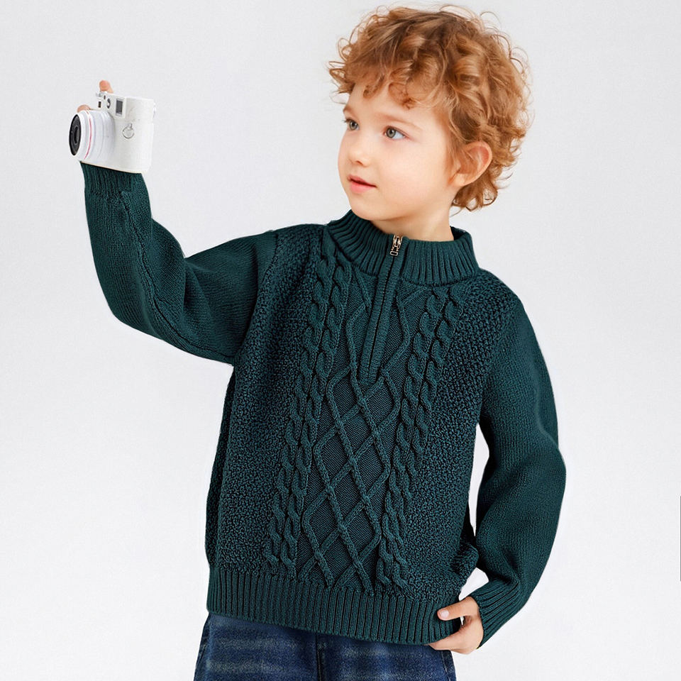 Boys Cable Knit Half Zip