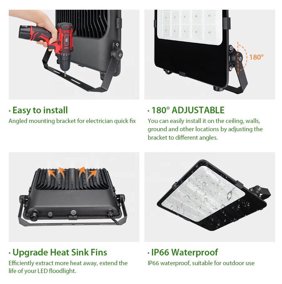IP66 Waterproof 140LM/W 50W 100W 150W 200W 250W 300W 400W 500W 600W Outdoor LED Flood Lights