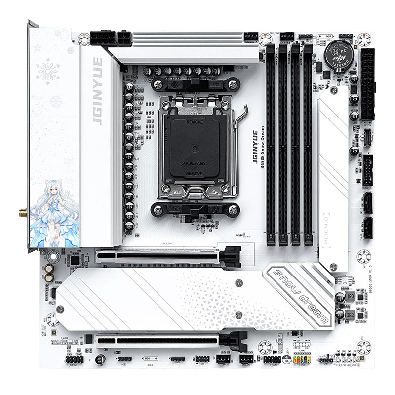 JGINYUE B650E Snow Dream DDR5 Gaming PC Motherboard with 192GB Memory