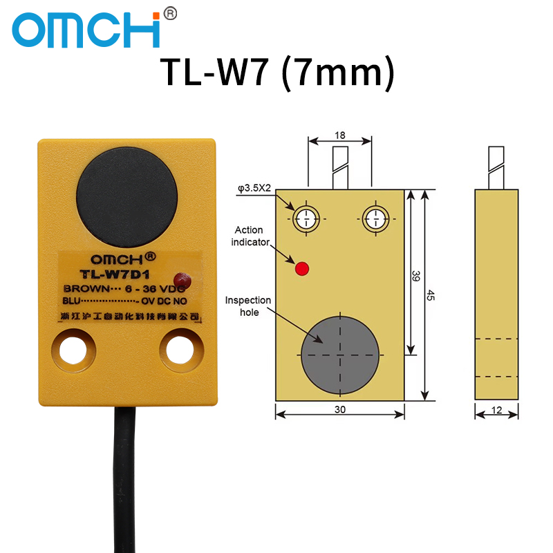 OMCH TL-W5/W7 Series Industrial-Grade ABS Material Inductive Waterproof Square Proximity Sensor 5/7mm Sensing Distance IP67 220V