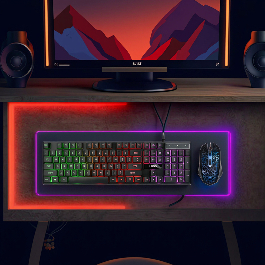 GT-KB201Cm Havit Keyboard Mouse Combo Gamer Computer Backlight Led Teclado Colored Wired Gaming Keyboard and Mouse Headset Combo