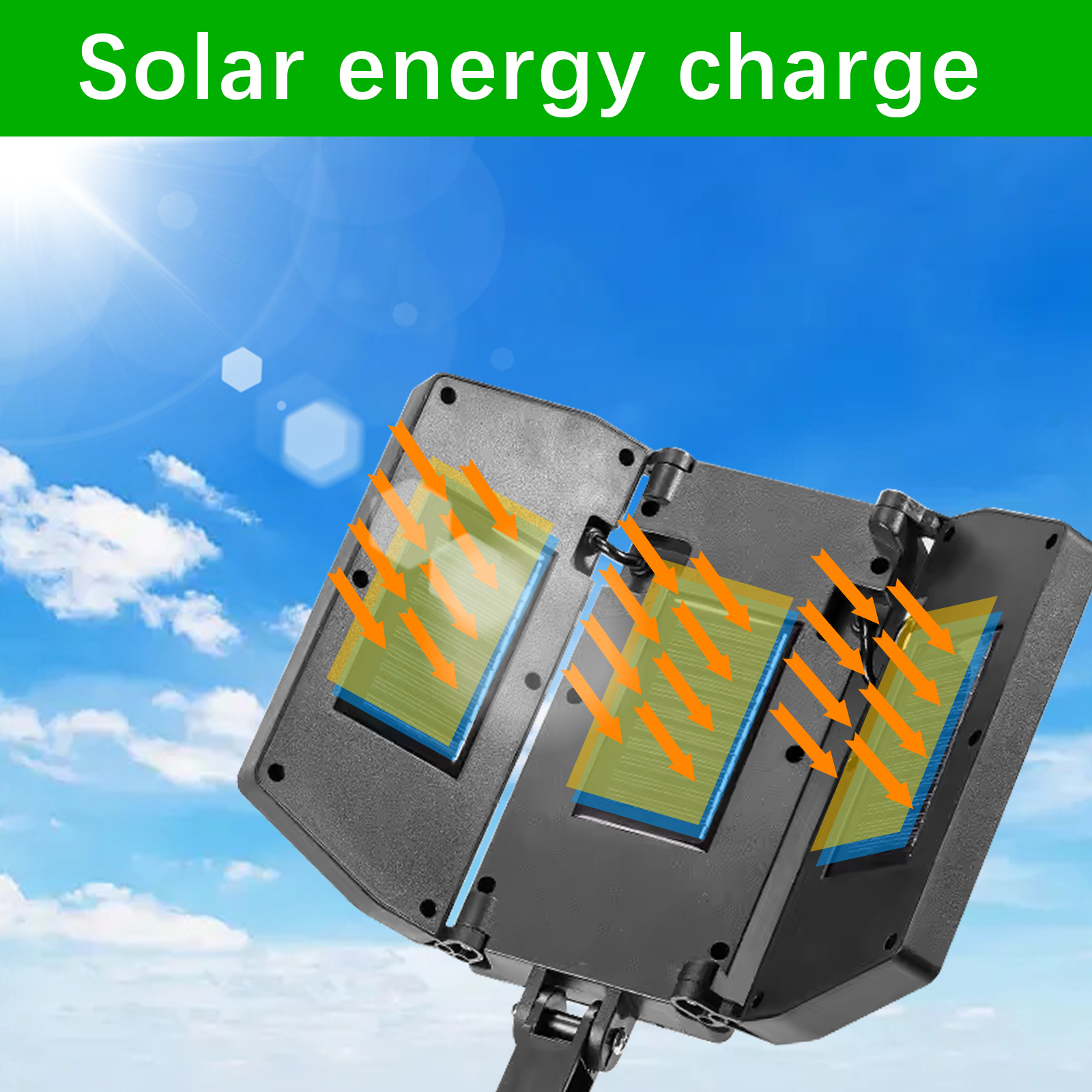 Solar LED Foldable Flood Light Remote Control Light Sensor Outdoor Wall Mount Portable Emergency Camping Street Light