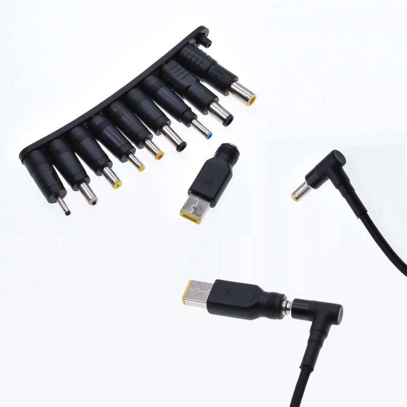 USB C to DC Adapter Barrel PD Trigger Cable with 10 Connector Tips USB to DC Power Cable PD100W for Different Laptop