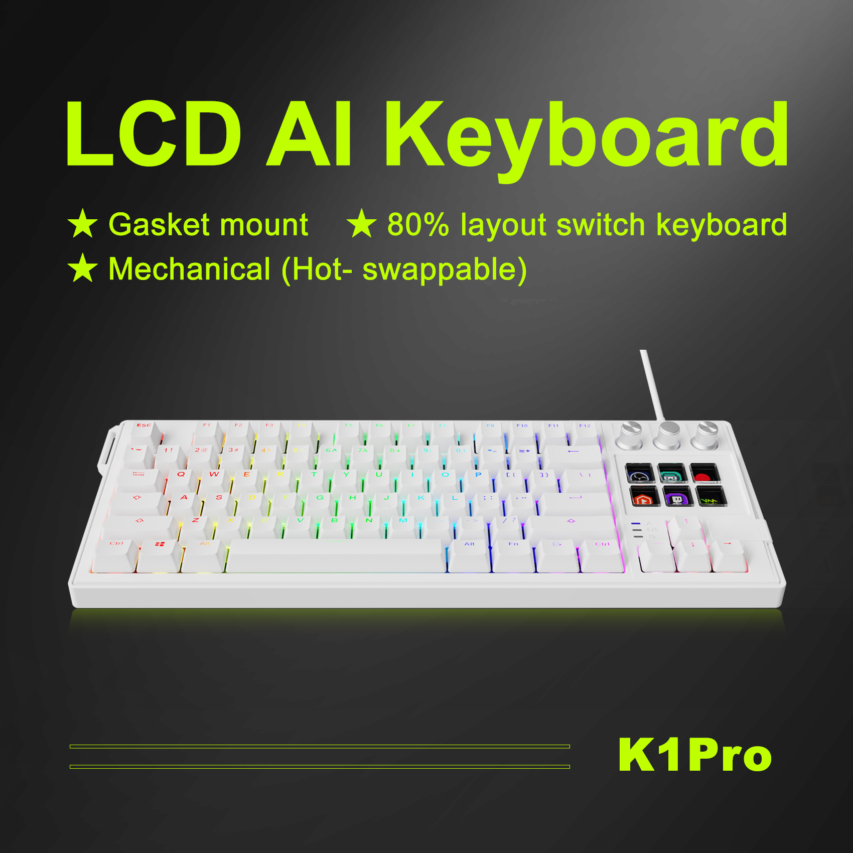 OEM Teclado Gamer with LCD Keys - Visual Macro Keyboard for Gaming & Creation
