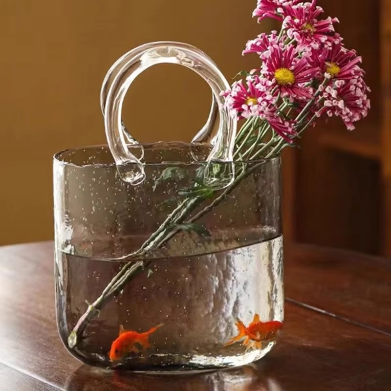 Стеклянная ваза ручной работы в форме сумки (Bag Vase)