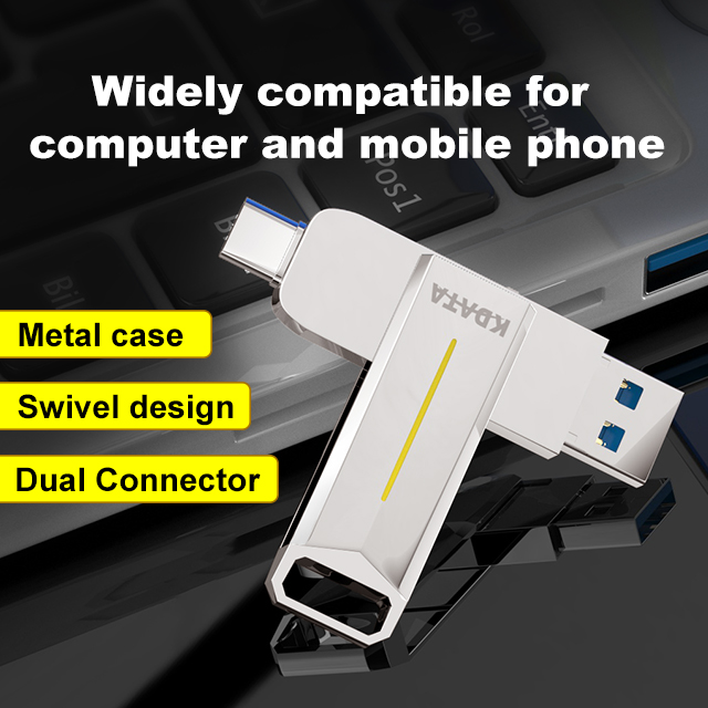 Rotate TYPE C USB Flash Drive 64GB Retractable Two-in-One U Disk Card/Pendrive/OTG Interface Phone/Computer Business Gift USB