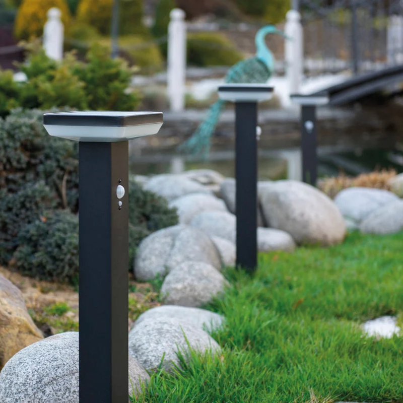Stainless Steel Square Solar LED Garden Lights Motion Sensor Outdoor Lawn Decorative Lighting