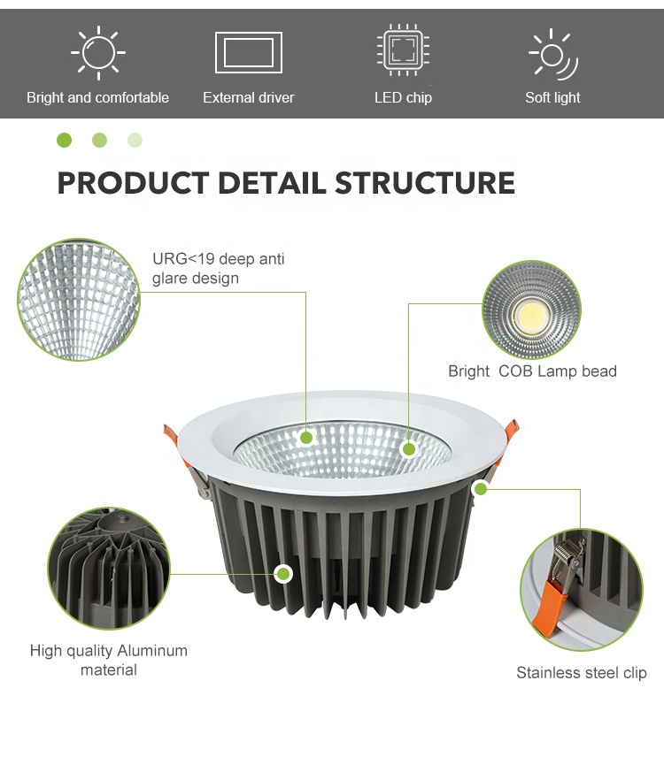 High Brightness Interior Living Room Hallway Lighting Aluminum Recessed Led Downlights