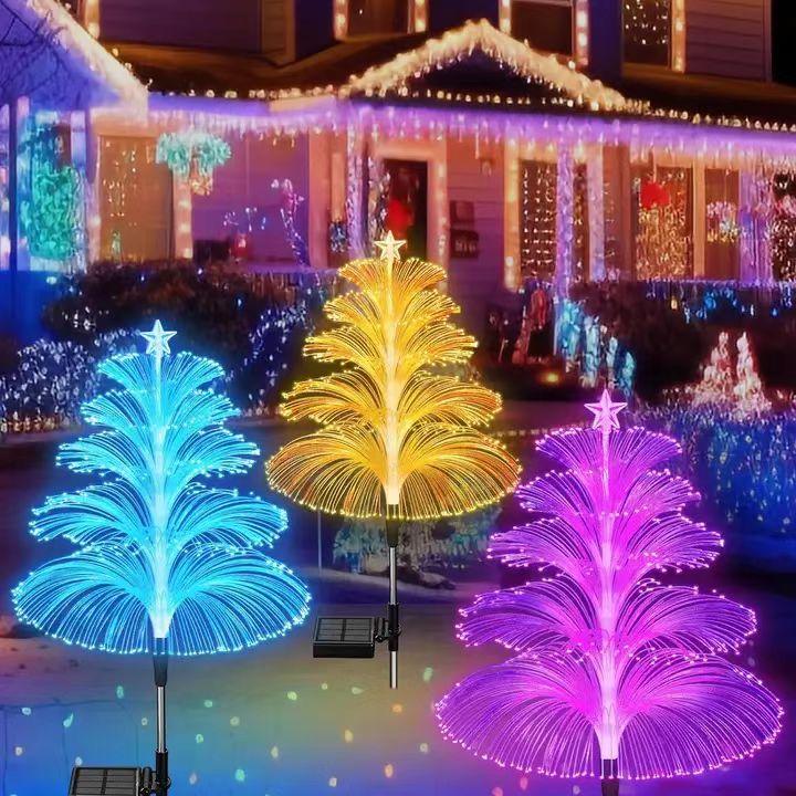 Newish Outdoor Waterproof 7 Color Changing Solar Double Jellyfish Garden Lights for Walkway Lawn Backyard