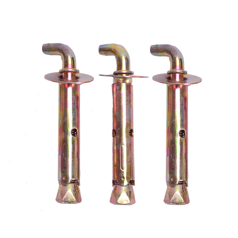 Galvanized Stainless Steel Golden Water Heater Expansion Hook Anchor with M10 Bolt and Curved Head for Household Use
