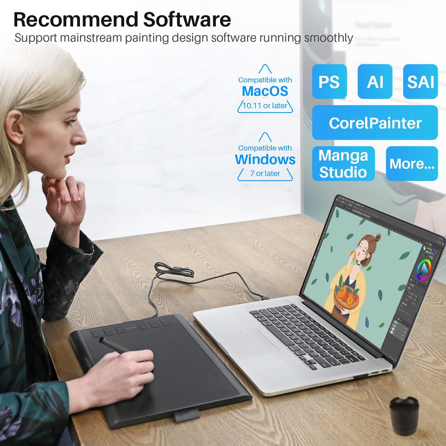 New 1060plus Portable Animation Digital Pen Light Drawing Graphics Tablet Digital Pen Tablet for Children's