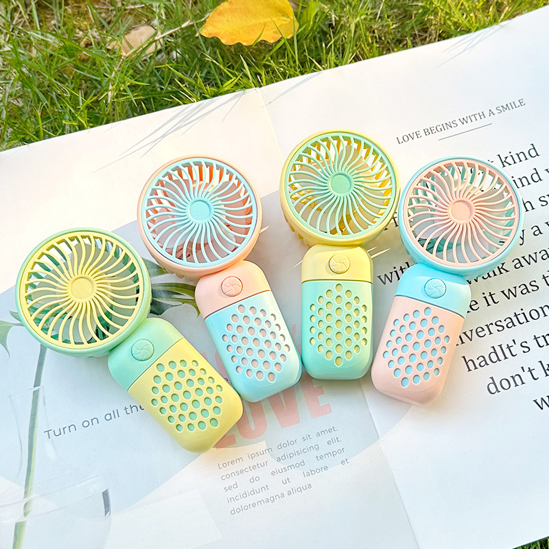 2024 Cute Mini Handheld USB & Battery Powered Eco-Friendly Outdoor Portable Low Noise Rechargeable Fan with 300mAh Battery