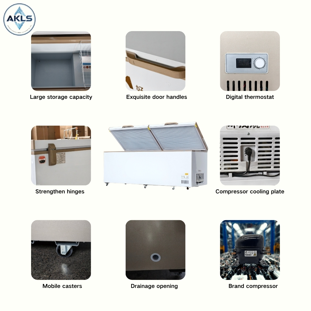 High Quality Wholesale Large Capacity Single Temperature Top Open Commercial Chest Freezer Deep Freezer Refrigerator High Click