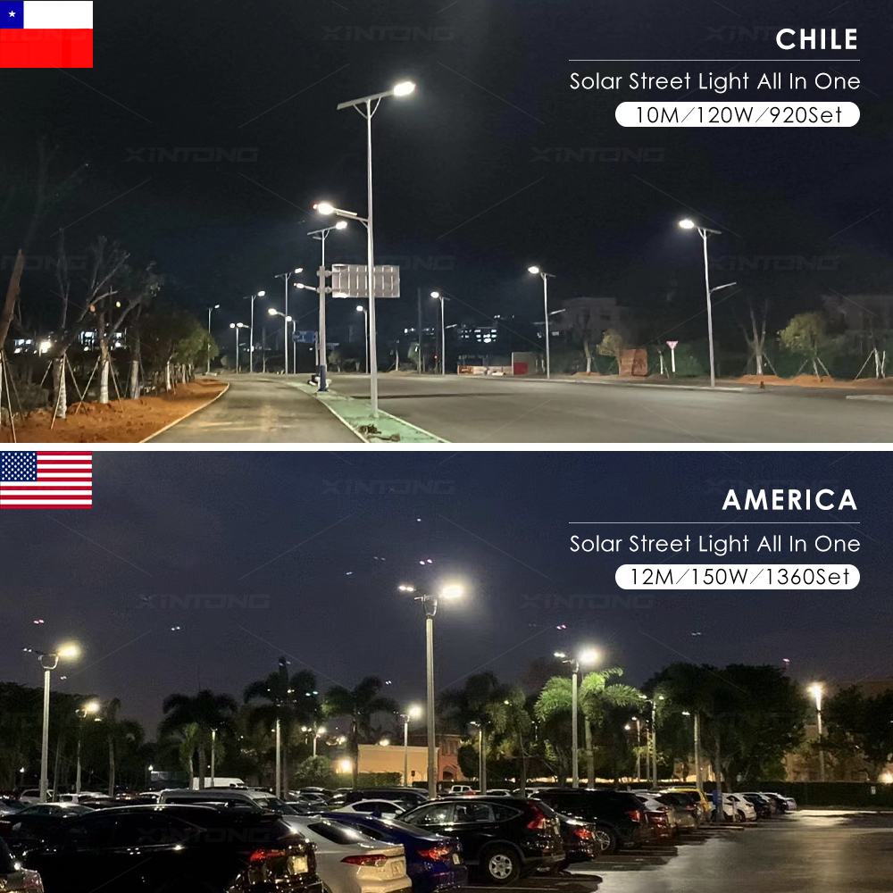 XINTONG 5 Years Warranty Solar Street Lamp All in One Solar LED Street Light with Pole IP67 Integrated All 60w 80w 100w 120w 20w