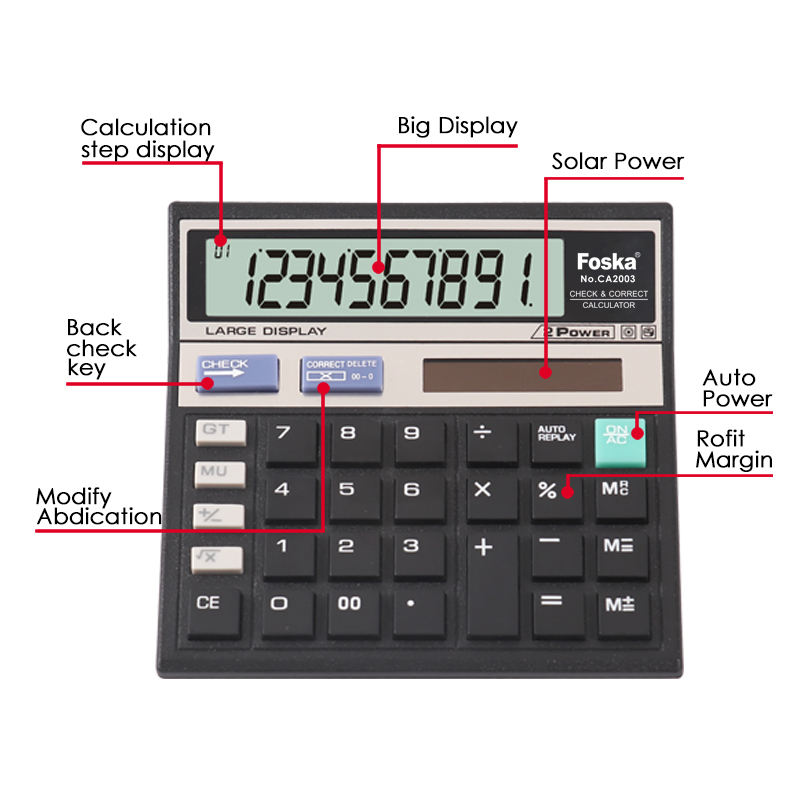Foska calculadora 10-значный калькулятор солнечной энергии и батареи для офиса